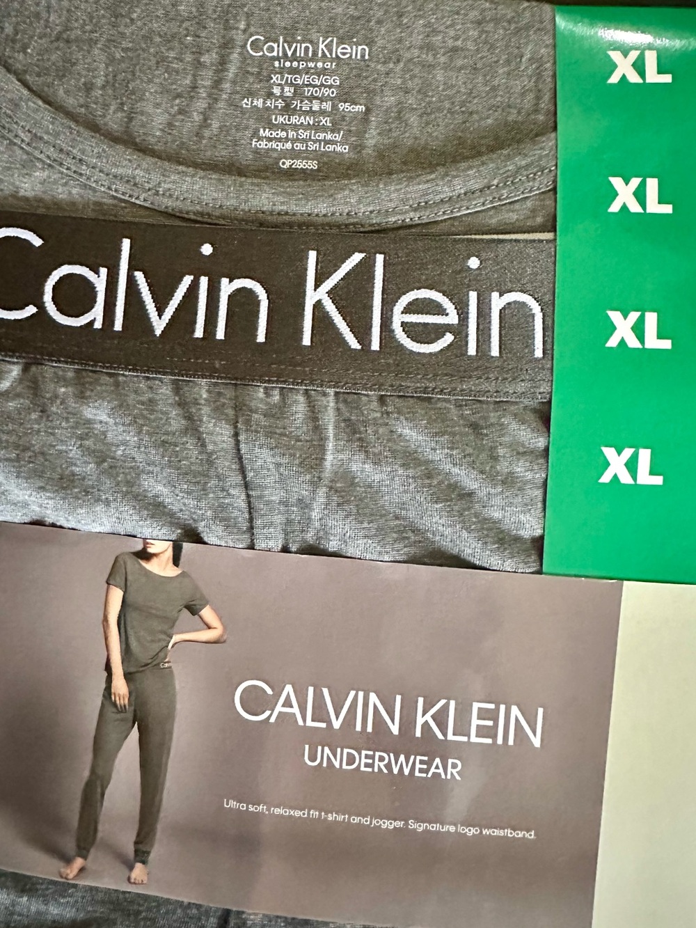 Calvin Klein 2 Piece Lounge Pajama Jogger Set Gray XL NWT - Picture 3 of 7